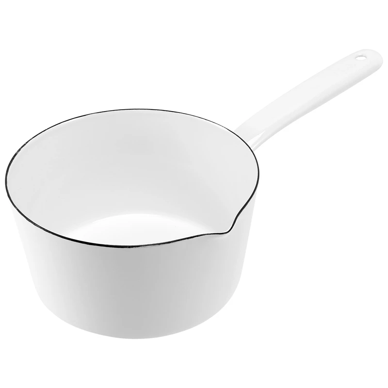 

A33Z-1.3L Japanese Style White Ceramics Milk Pot Kitchen Cooking Pan Pot Stewpan Baby Food Saucepan With Long Handle For One Peo