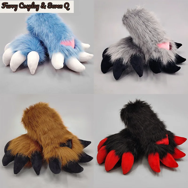 Handmade Fursuit Claw Kig Gloves Dragon Paw Comic-Con Cosplay Gloves Character Stage Costume Role Play Performance Props Gifts 3
