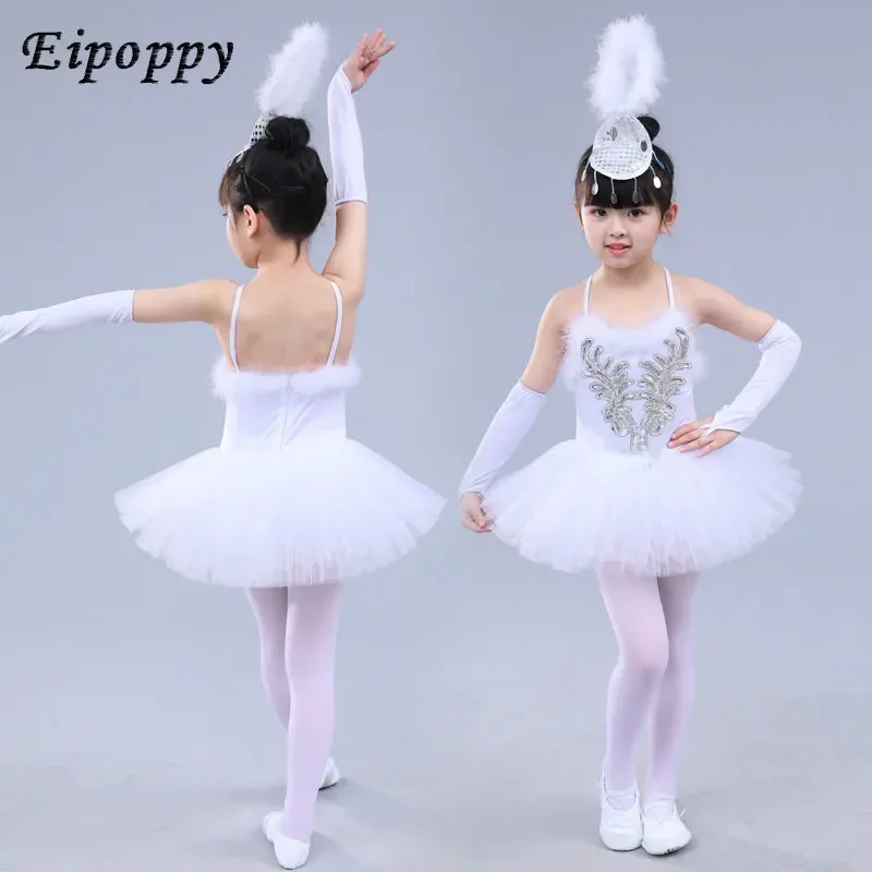 

Children's Ballet Dance Dress Little Swan Performance Costumes Sling Gauzy Dance Dress Girls' Pettiskirt