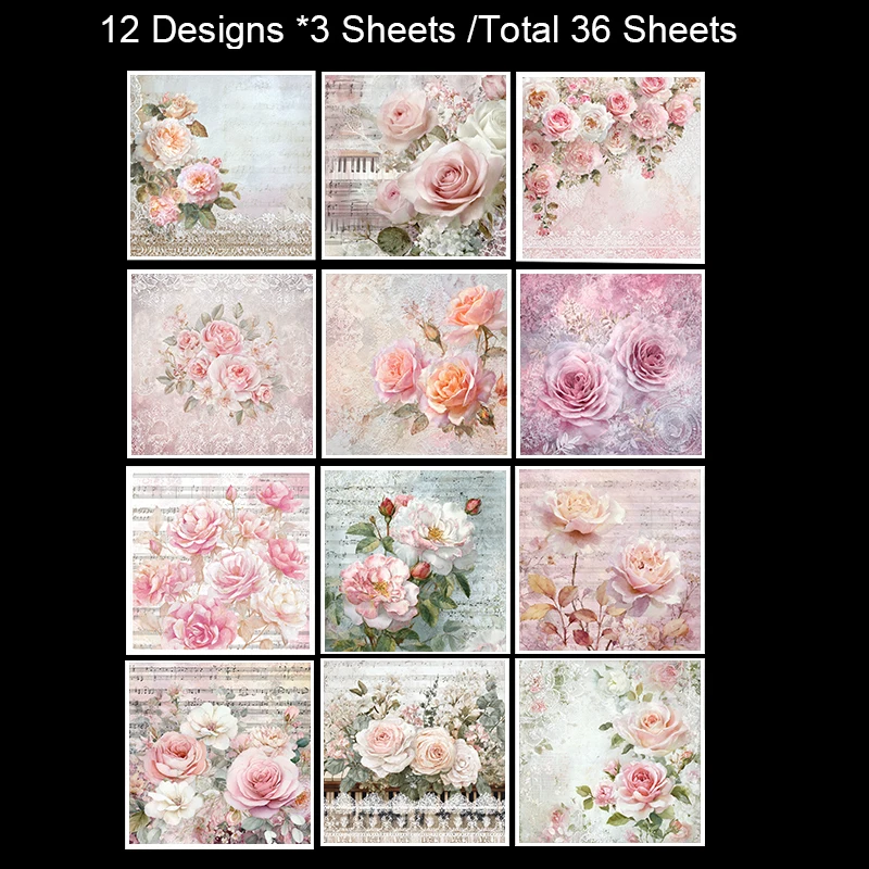 Pack de papier Origami et Scrapbooking de 6 po x 6 po (36 feuilles): motifs artisanaux pour journal, fabrication de cartes et bricolage.