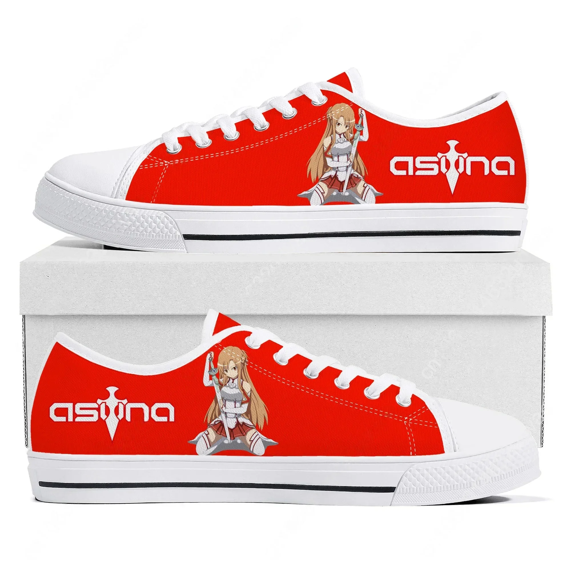 Sword Art Online Asuna Sneakers, chaussures basses pour hommes, femmes et adolescents, baskets en toile décontractées, chaussures personnalisées, chaussures sur mesure, blanches