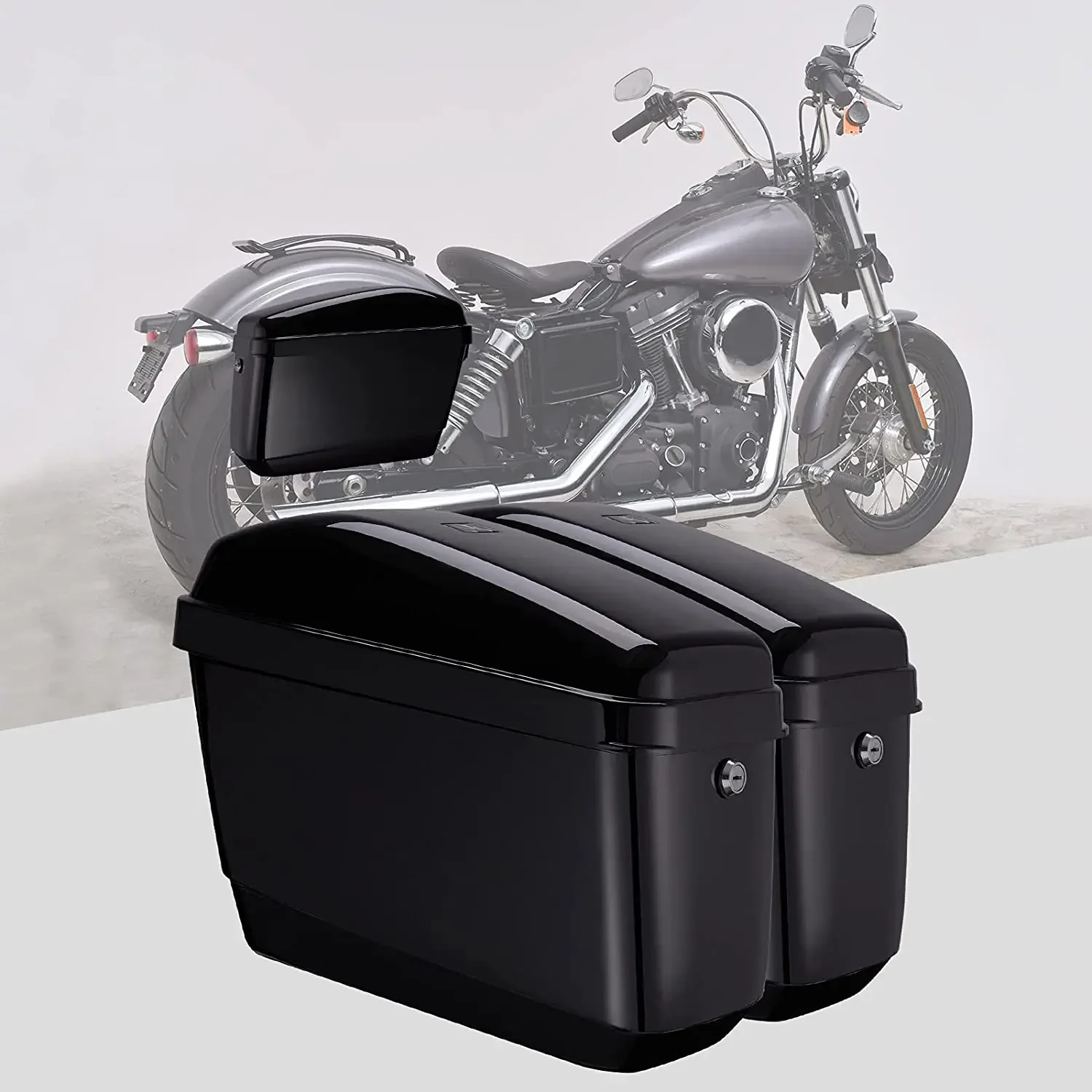 Motorcycle Hard Saddlebags Travel Luggage Bags Hard Bags Compatible with Dyna V-Rod for Yamaha Vstar 650 for Honda VTX 1100 1300