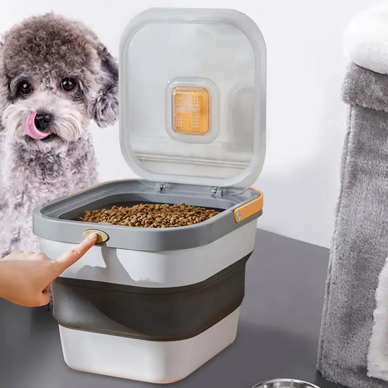 Pet Food Container Collapsible Airtight Bin for Cat Dog Food Storage Foldable Food Box with Lid for Treats Pellets Grains Rice