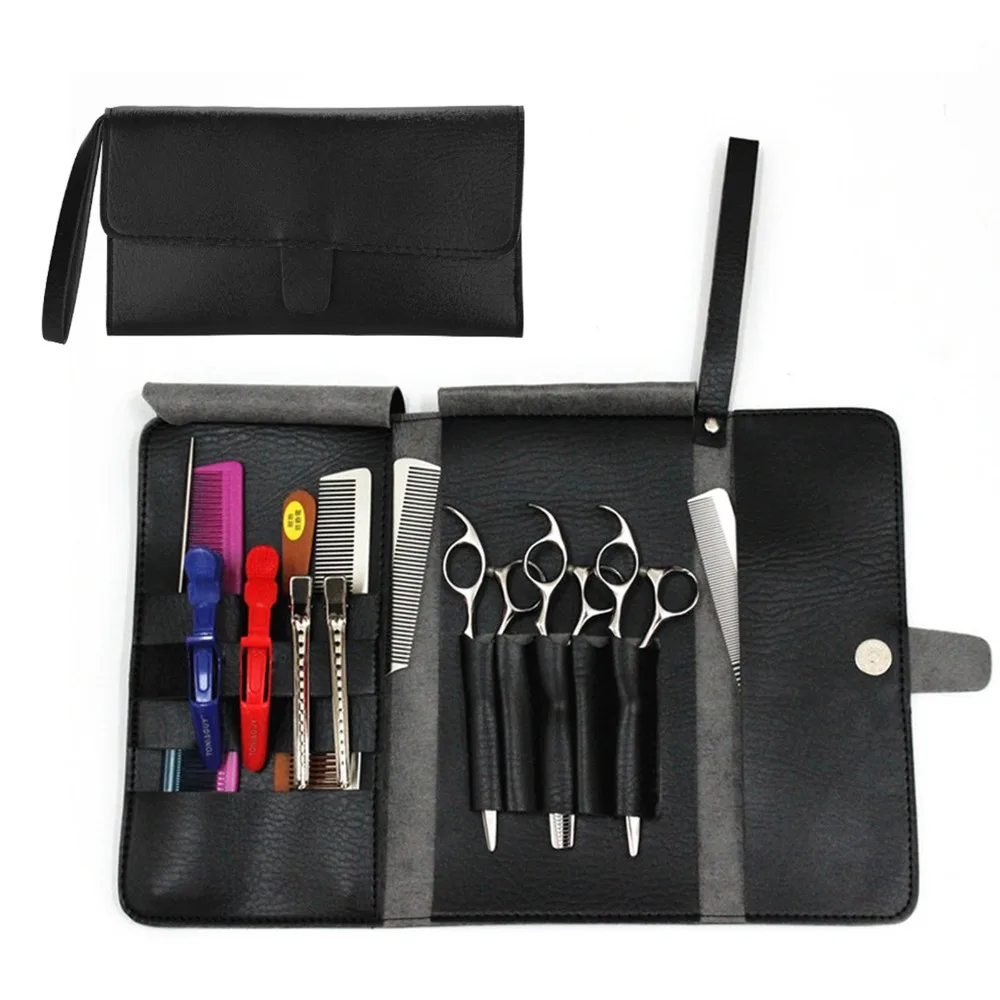 Home Use Portable Hairdressing Tools Bag Lightweight Durable Barber Tools Bag Multi Functional PU Leather Hair Scissor Bag Salon