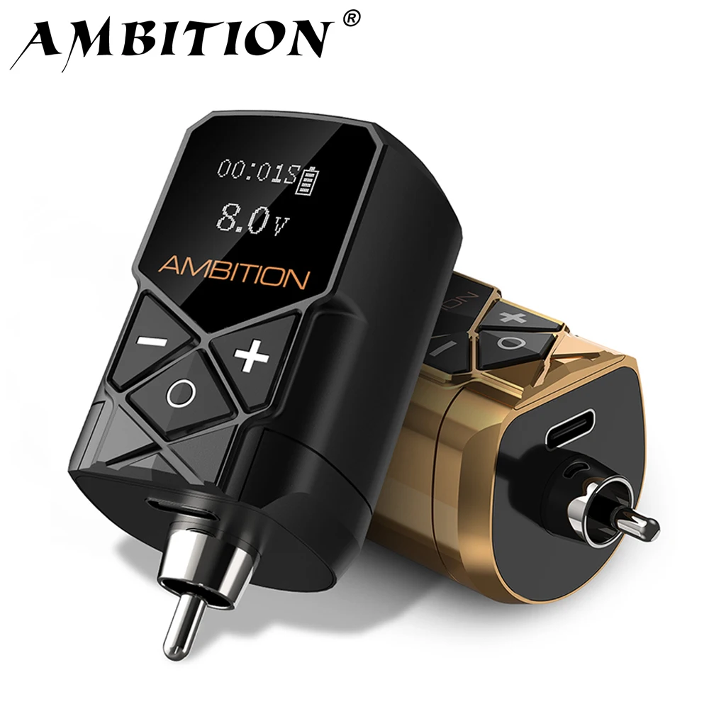 Ambition Kuark RCA Interface Wireless Tattoo Battery Power Supply 2400amh or 1800mAh For Rotary Machine Professional Tattoo