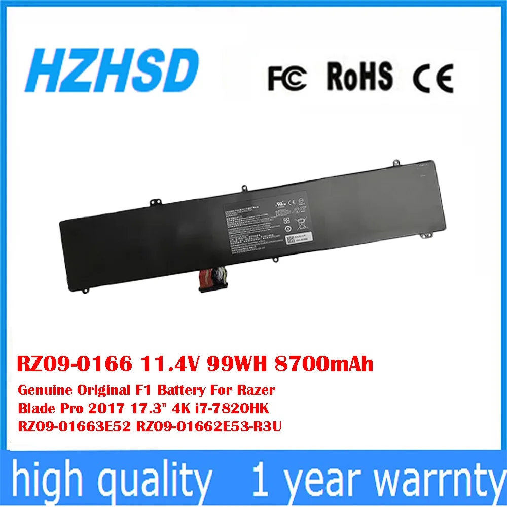 

RZ09-0166 11.4V 99WH 8700mAh Genuine Original F1 Battery For Razer Blade Pro 17.3'' 4K i7-7820HK RZ09-01663E52 RZ09-01662E53-R3U