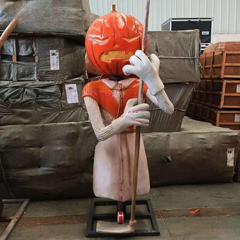 Handmade Animated Pumpkin Scarecrow Halloween Park Decoration Shopping Mall Adventure Simulation