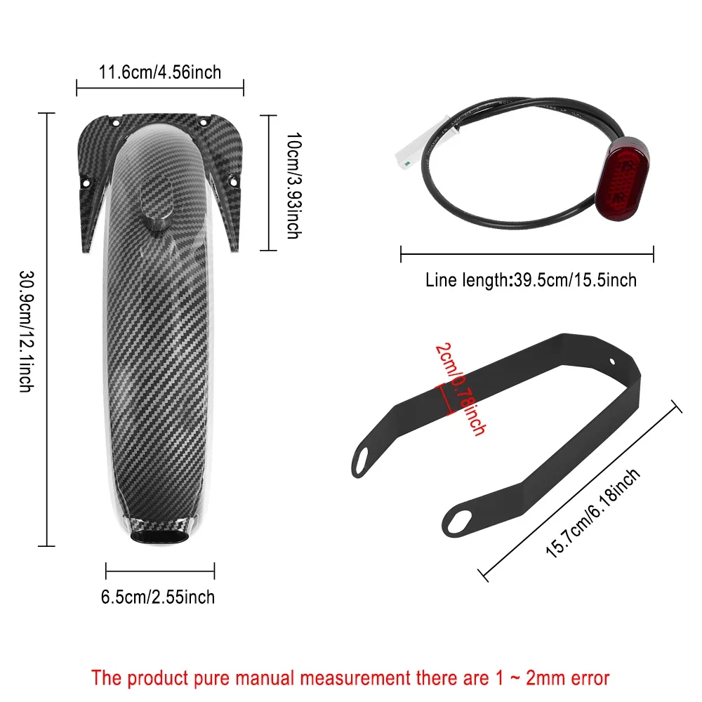 Vorne Hinten Kotflügel Zubehör Kit Für Ninebot Max G30 Elektrische Roller Carbon Fiber Fender Flügel Mit Bremslicht Teil – Detail 7