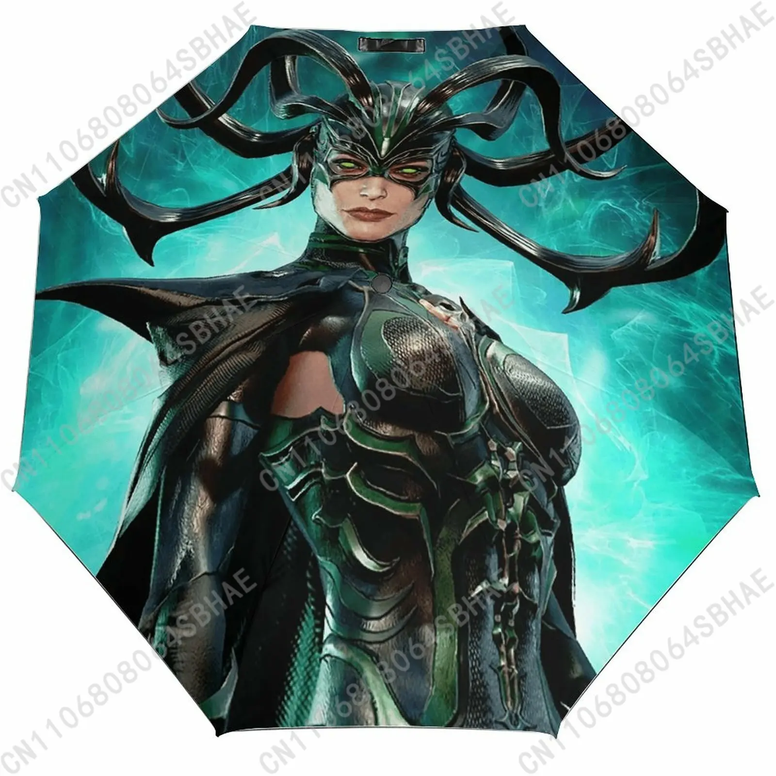 

Marvel Hela Automatic Foldable Umbrella One Button Umbrella with Black Coating Umbrella with Matching Pouch Cosplay