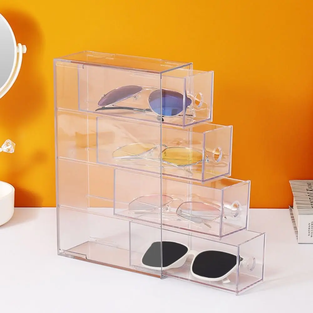 New Four Layers Acrylic Glasses Case Drawer Style Desktop Sunglasses Case Dustproof Transparent Glasses Storage Box