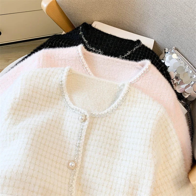 لينة محبوك ort Fem Jaet 2025 الخريف الشتاء جديد Sle فضفاض معطف الحلو ولطيف المنك تقليد معطف تخفيف Sle #4