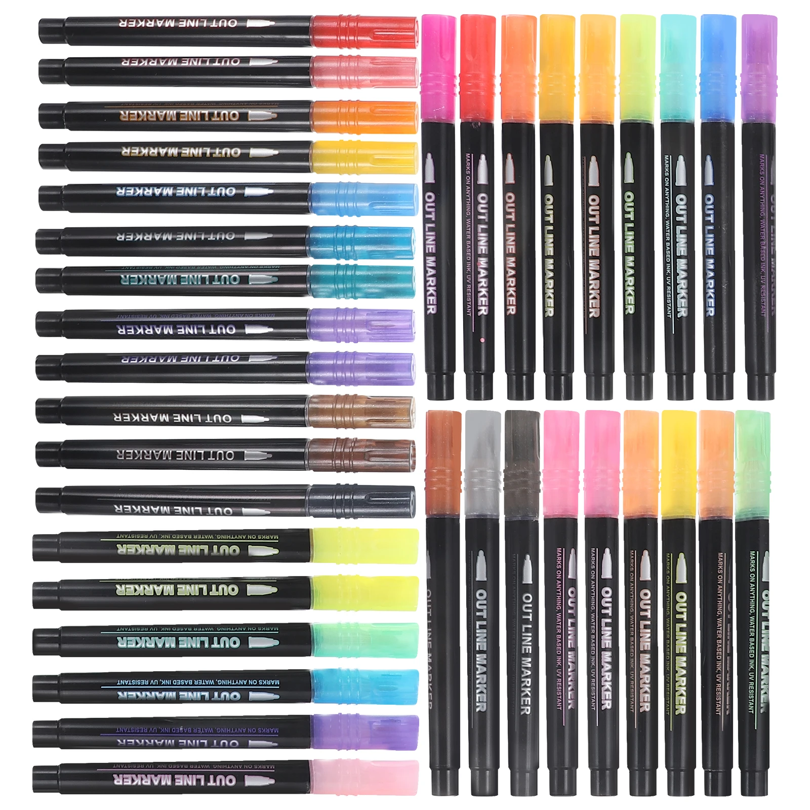 

36 Pcs Marker Pens Glitter Writing Flash Colorful Student Highlighters Propylene Supplies Storage Containers