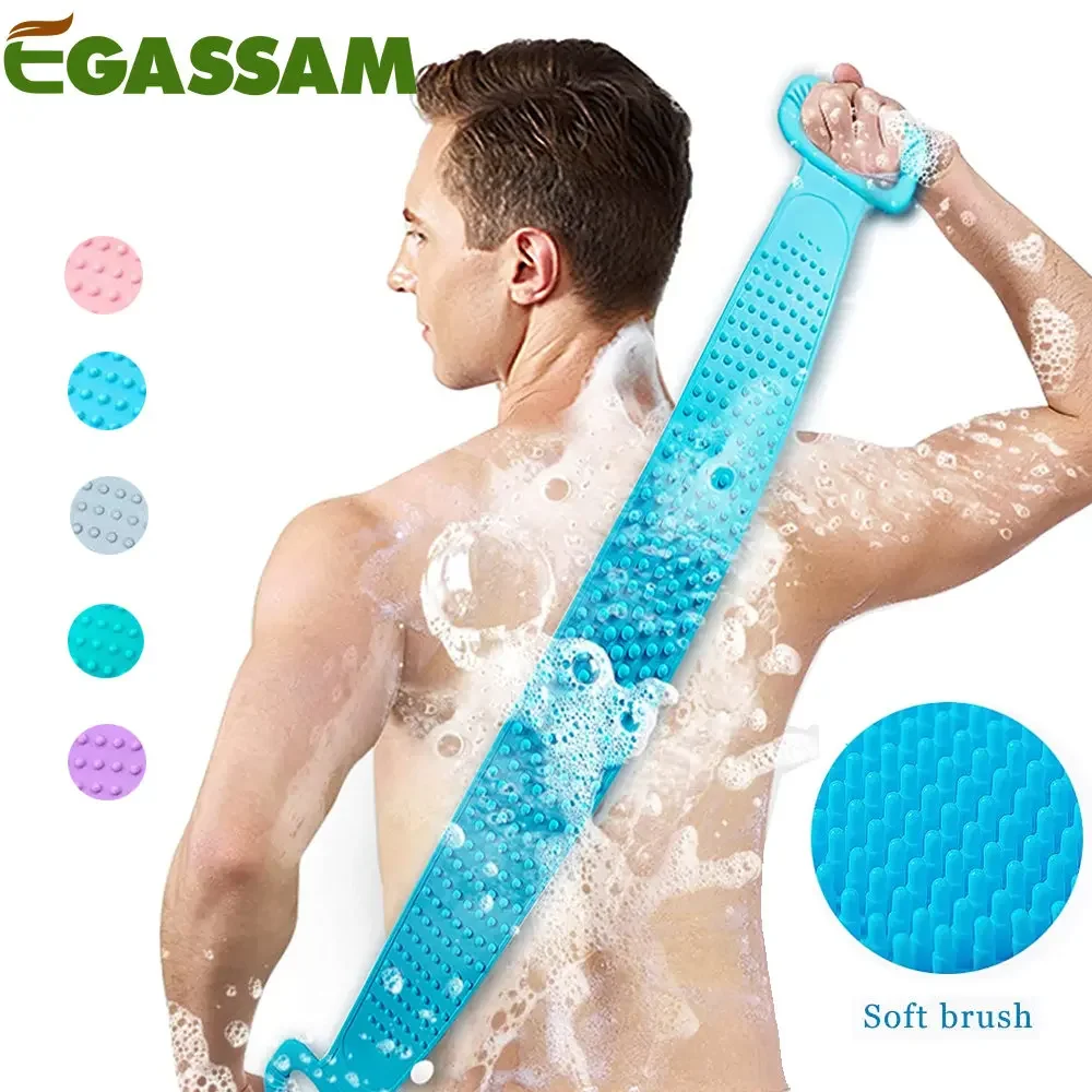 1 Stück Rückenbürste für die Dusche, Extra Lange Badebürste Exfolierende Silikon-Körperbürste für Männer und Frauen
