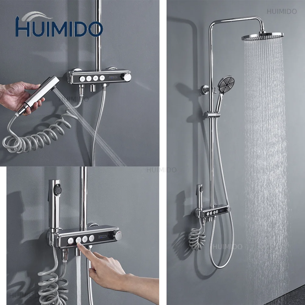Rainwater sprinkler set Thermostatic faucet Brass brushed surface Household bathroom Rainwater faucet Shower set