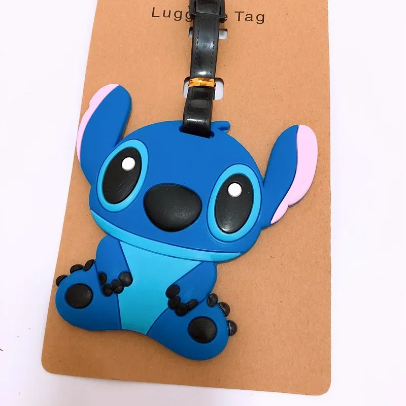 

Cartoon Disney Stitch Luggage Tag Travel Accessories PVC Baggage Label Portable Anti-loss Address Name Tag Wholesale