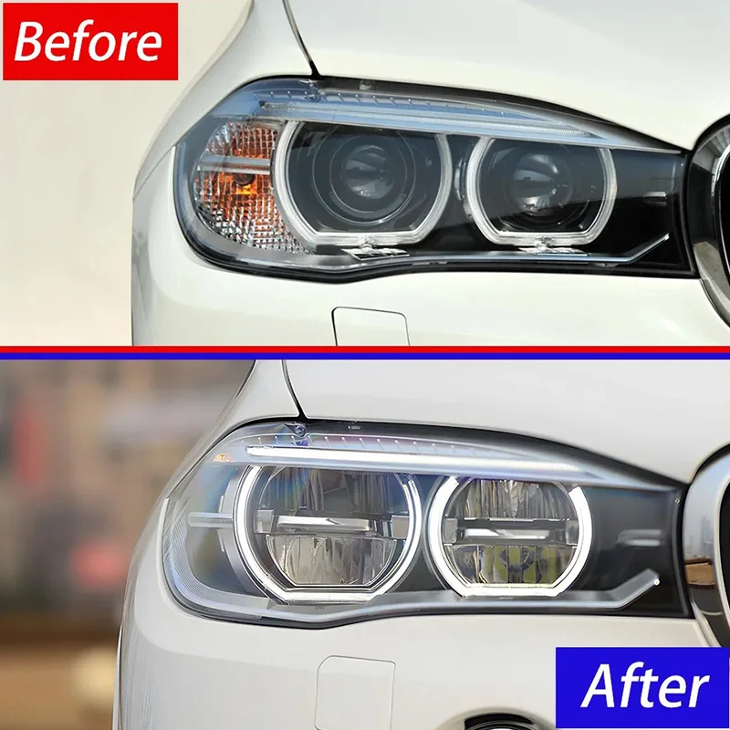 For BMW X5 F15 X6 F16 2014-2018 Upgrade Angel Eye Style Car Headlights Assembly Auto LED DRL Projector Lens Plug and Play Tools