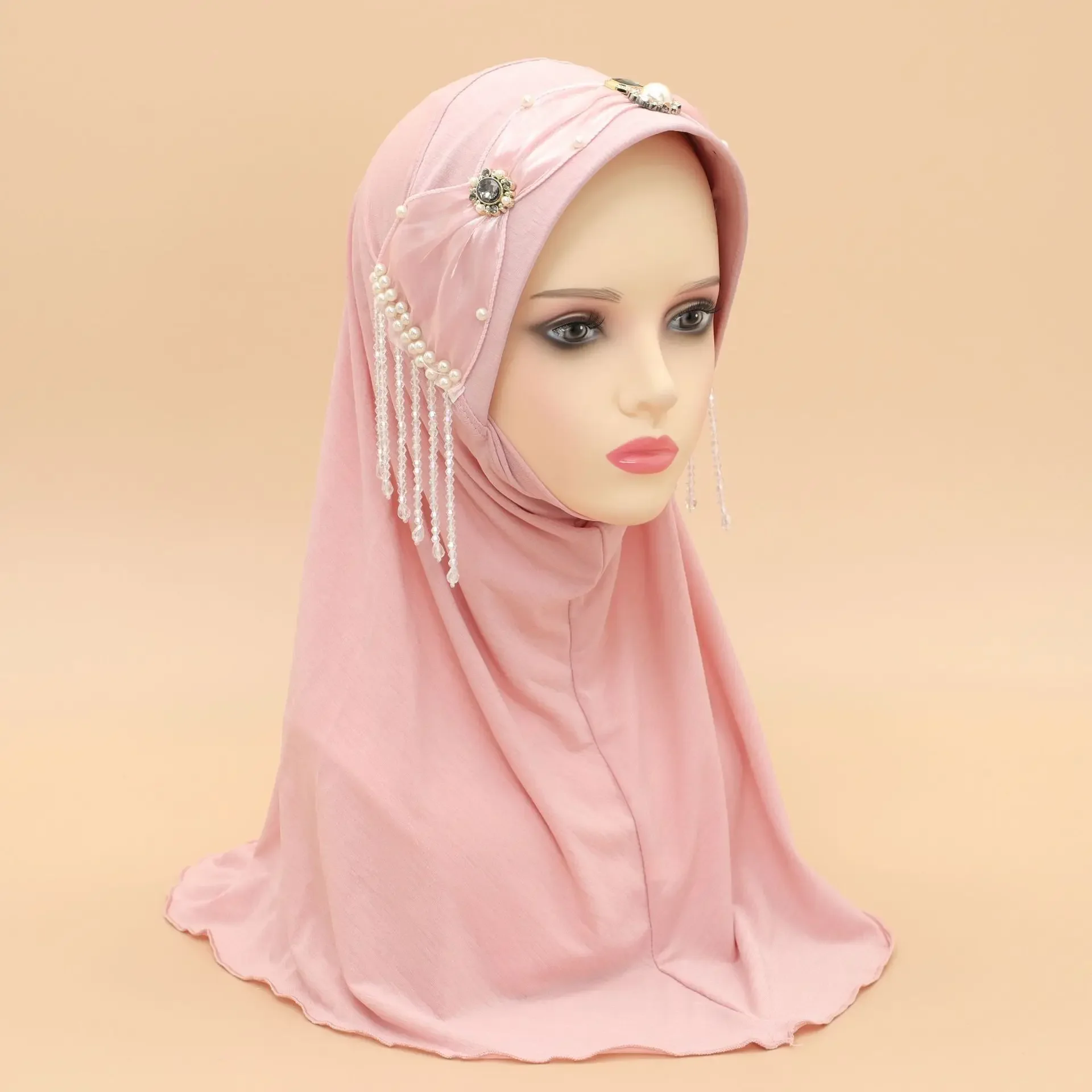 

Eid Malaysia Instant Scarf Hijab Women Diamonds Pearl One Piece Amira Brim Turban Headscarf Wraps Headband Prayer Shawls Islamic