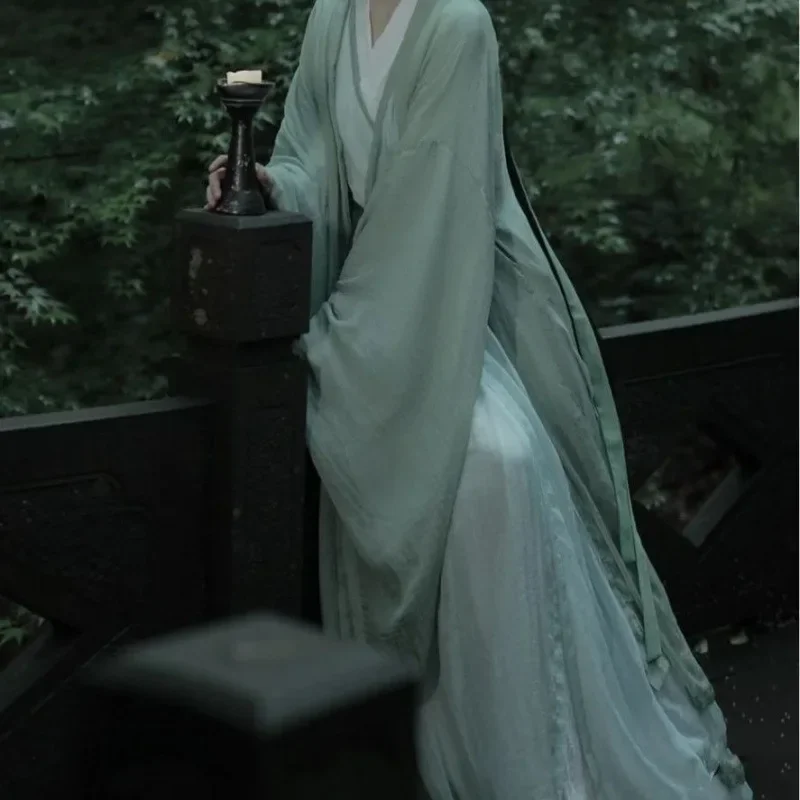 Hanfu-Jupe Féerique à Manches Larges pour Femme, Tenue Élégante et revêt, Cravate Froide, Quatre Saisons, Wei Jinfeng