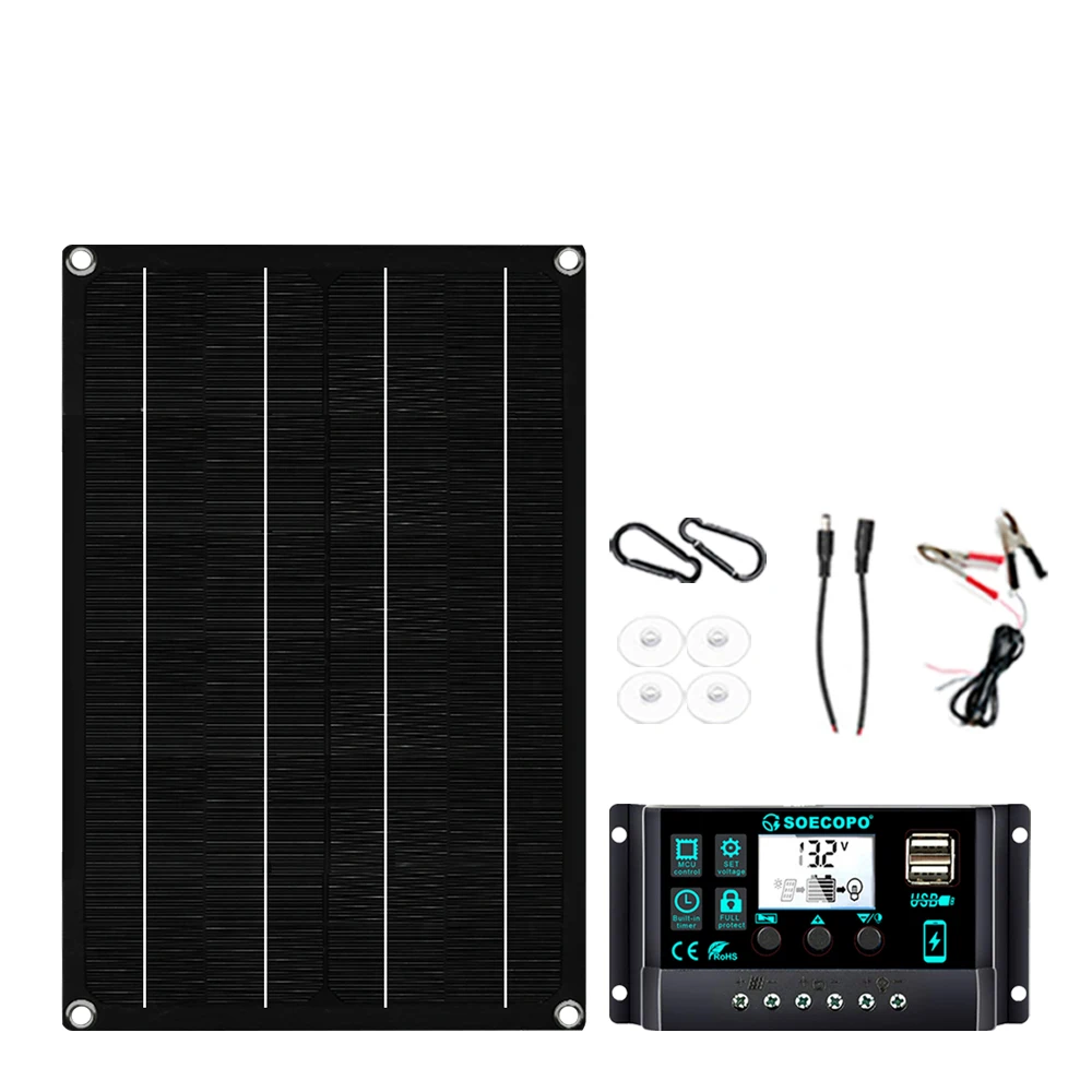 【2025 Upgrade】Flexible Monocrystalline Solar Panel 2200W + 100A MPPT Controller Kit - Ultra-Thin Waterproof for RV Boat Camping