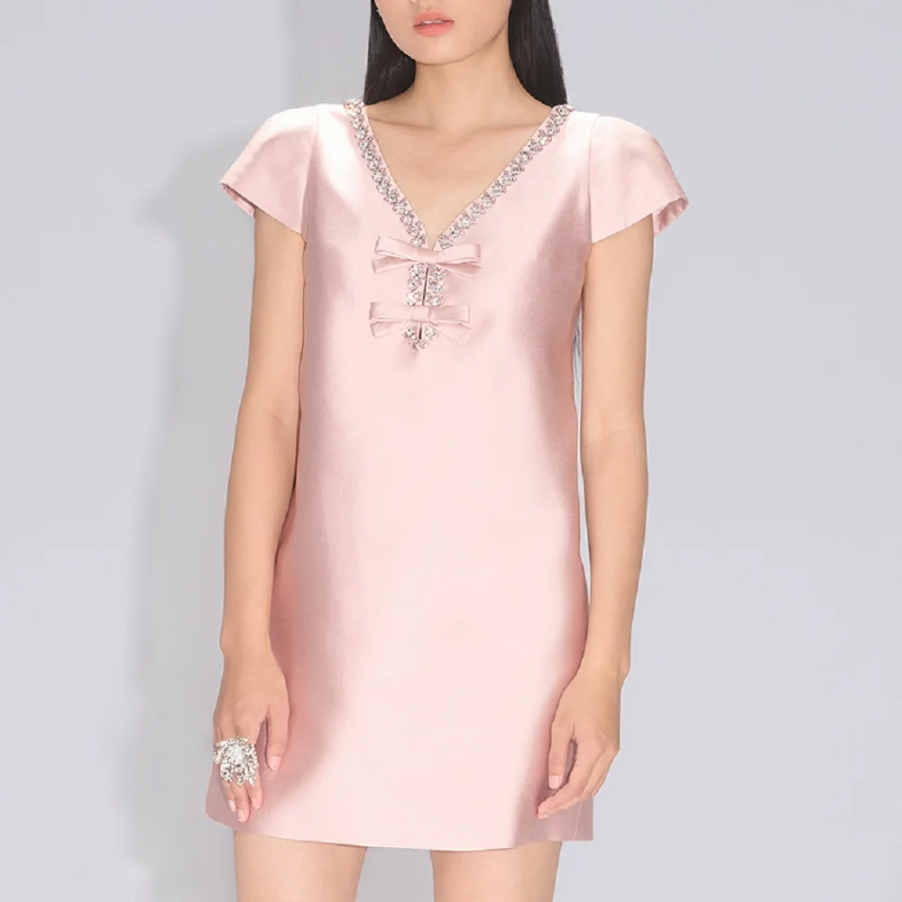 

traf 2025 woman dress satin diamond chain loose casual elegant ladies A-line skirt y2k clothes New high quality party mini skirt