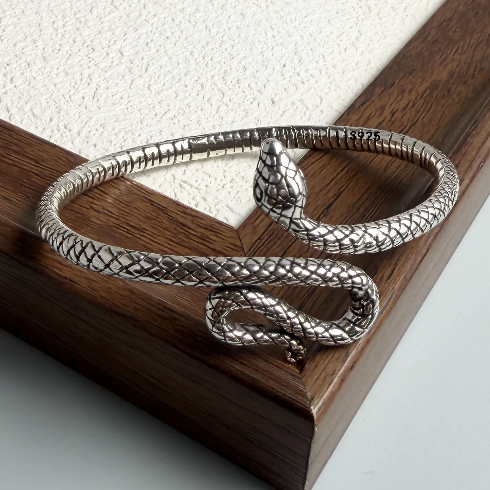 

Браслет из 100% стерлингового серебра 925 пробы, ретро-стиль, для женщин и мужчин, винтажный, ручной работы, простой браслет-змейка, подарок на день рождения