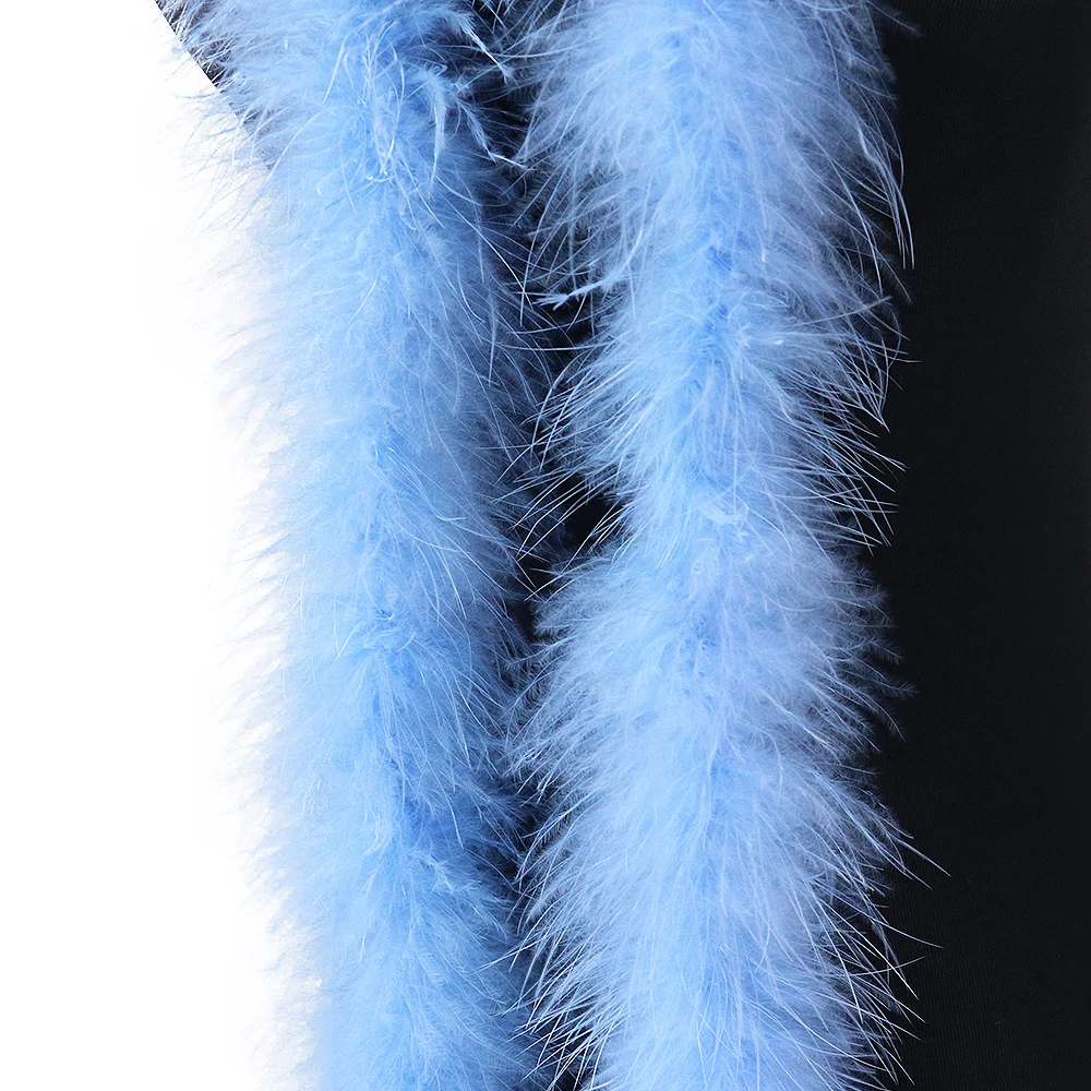 Wholesale 13 Grams Blue Turkey Feather Boa 2M Quality Fluffy Marabou Plumes Diy Christmas Tree Crafts Festivals Creative Plumas