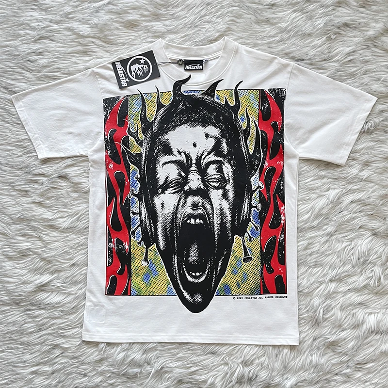 Hellstar Studios Rock Style Printed Unisex Casual Short Sleeve T-Shirt Cotton Youth Summer Fashion round Neck Top