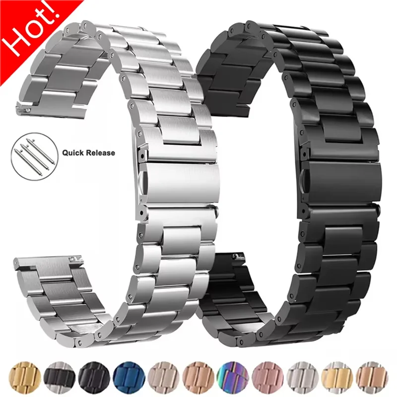 22mm 20mm Strap for Samsung Galaxy 7 6 5 4 40/44mm 6Classic Gear S3 Active2 Stainless Steel Bracelet for Huawei GT3 4Pro Amazfit