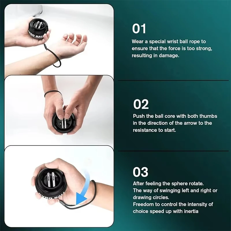 100KG Gyro Power Ball Hand Exerciser LED Wrist Strengthener Muscle Training Powerball Wrist Exercise Equipment Motion Portable