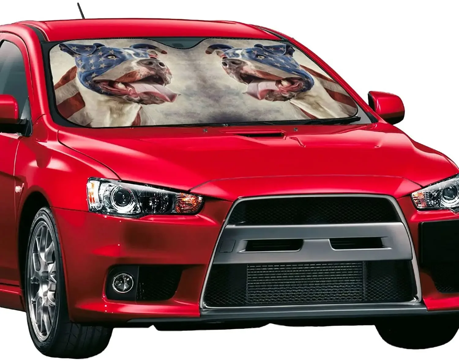 USA Patriotic Design Pit Bulls Terriers American Flag Windshield Sunshade for Most Car Trucks SUV Sun Shade for Windshield Block