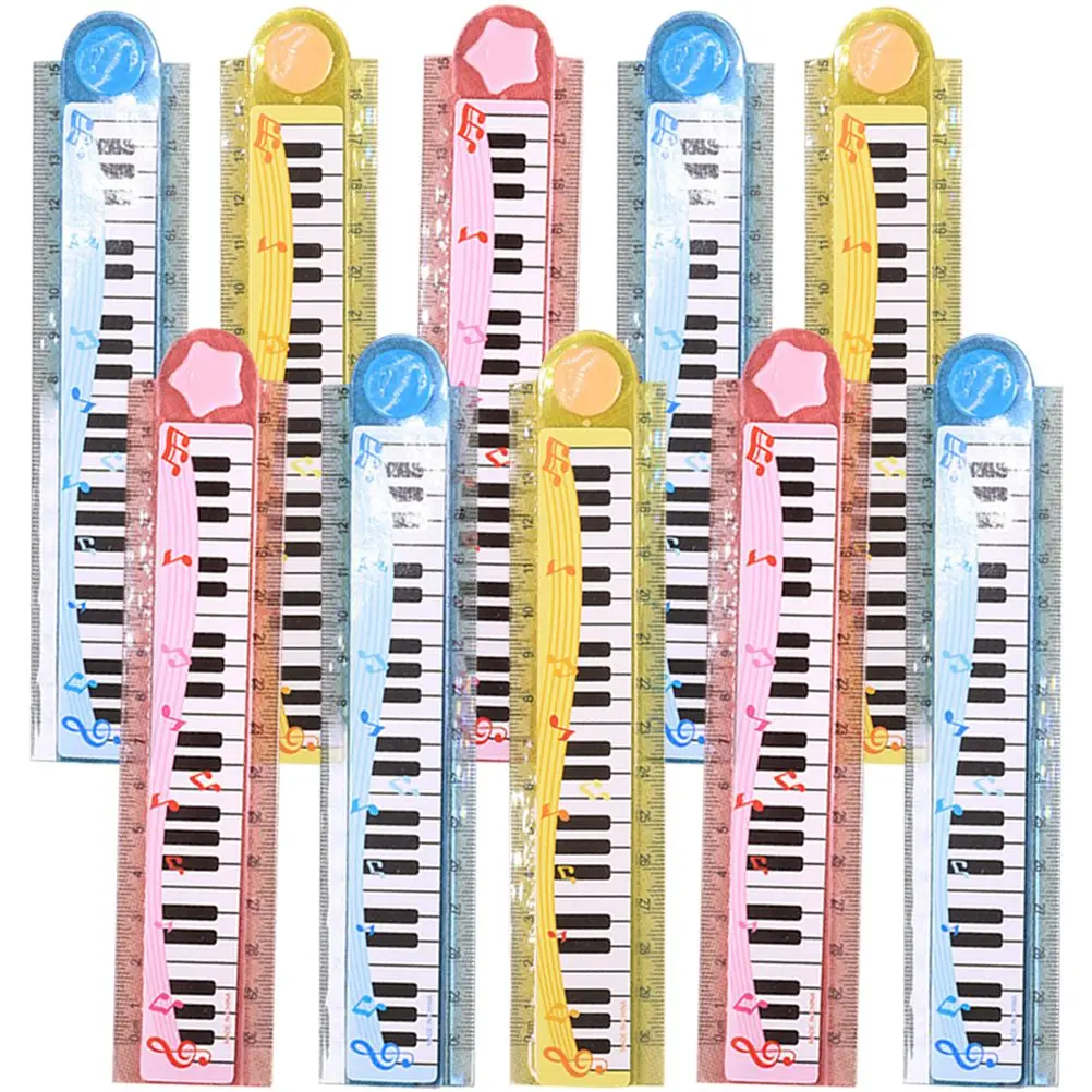 10 Pcs Piano Ruler 30cm Kids Daily Use Straight Reusable Portable Foldable Cartoon School Office Home Writing Accessories