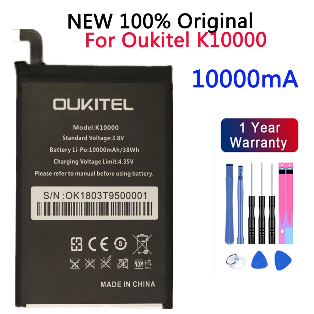 

100% Original High Capacity 10000mAh Battery For Oukitel K10000 Smart Mobile Phone Replacement Batteries Bateria + Free Tools