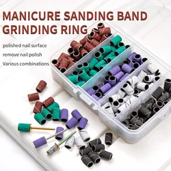 Boxed Nail Sanding Bands With Mandrel Drill Bits for Electric Machine File Grinder Sand Band Set Acrylic Nails Gel Polish Remove