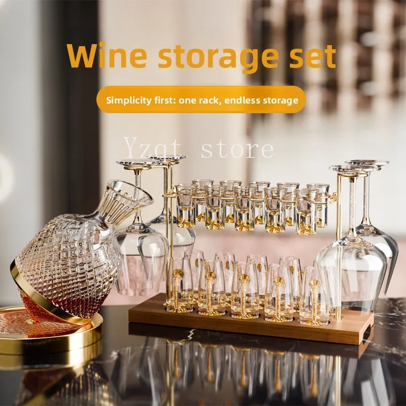Light luxury high-end crystal glass Baijiu cup household wine dispenser creative wine set cup holder set one glass wine rack