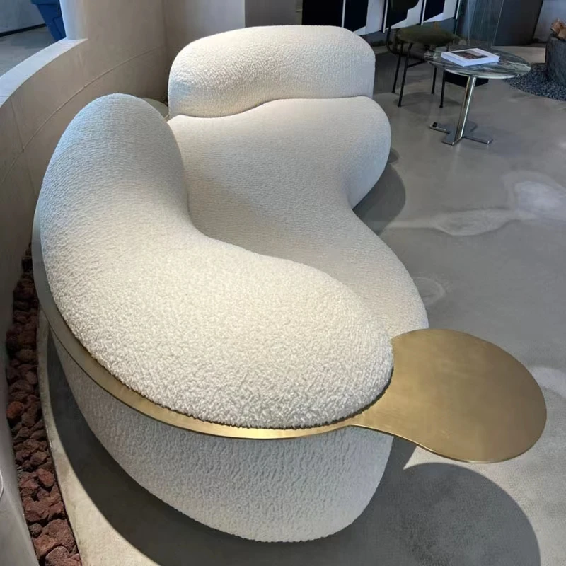 

Modern light luxury Italian curved sofa lamb wool pea sofa
