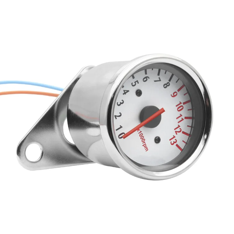 

10PCS Motorcycle modification, pointer type, tachometer 1.3/1 6,000, white fashion meter