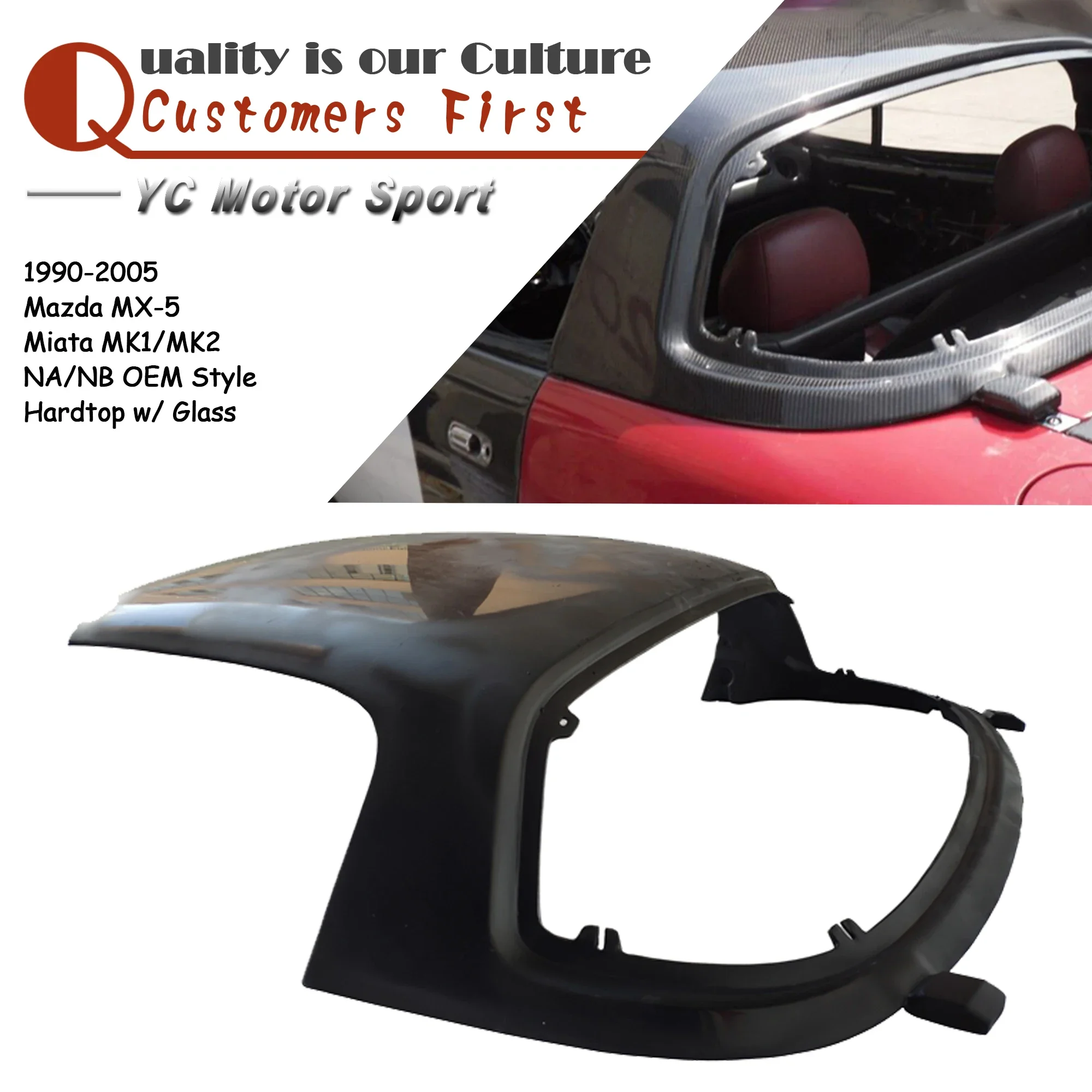 

Car Accessories FRP Fiber Glass OEM Style HardTop Fit For 1990-2005 MX-5 Miata MK1 MK2 NA NB Hardtop With Plexiglass