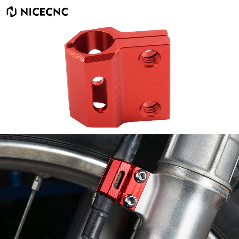 

NICECNC For Honda XR650L 1993-2022 XR250R 1987-1996 XR 650L 250R Motorcycle Front Brake Line Holder Hose Clamp Aluminum Red