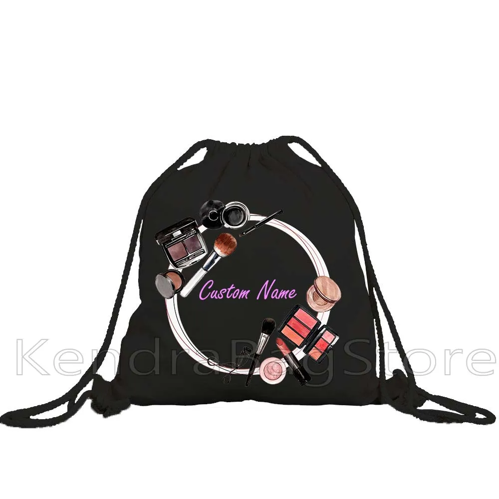 

Makeup Artist Chic MAKE UP Customized Custom Name Cotton Drawstring Backpack Gym Sacks Canvas Sackpack Sport Pack for Men Women