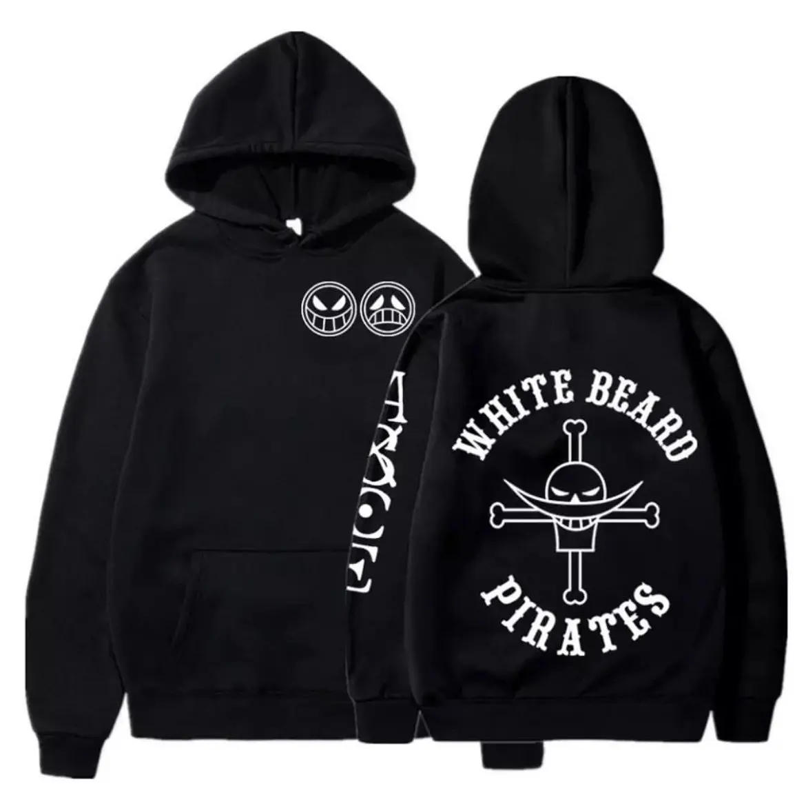 ONE PIECE Anime White Beard Print Hoodie Herbst/Winter Herren und Damen Casual Loose Japanese Harajuku Eltern-Kind-Pullover Top