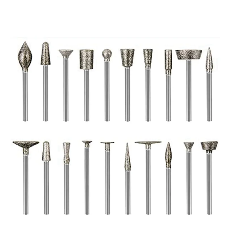 

【Superdeals】Stone Carving Set Diamond Burr Bits,120PCS Polishing Kits Rotary Tools Accessories With 1/8 Inch Shank For Carving