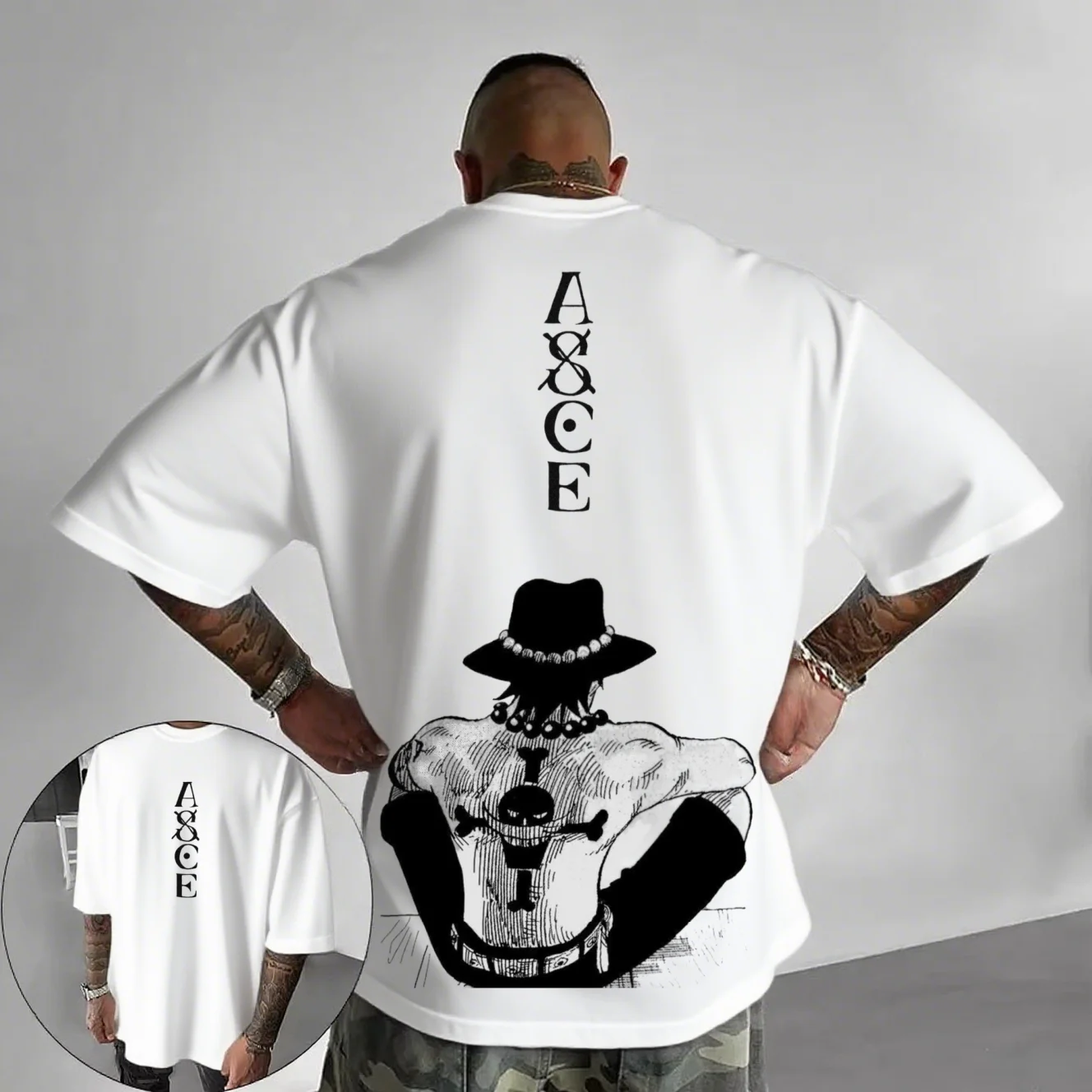 

One Piece японского аниме, 100% хлопок, мужская уличная одежда Y2K D. Ace, крутая мужская футболка с принтом, летняя рубашка для отдыха, модный топ большого размера