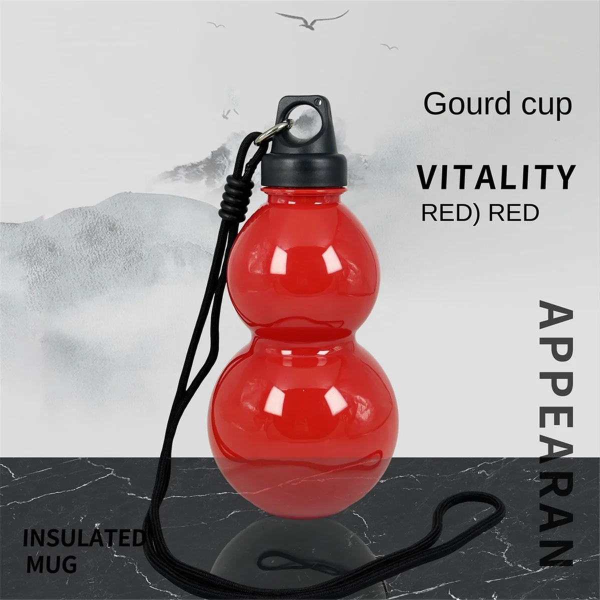 A71P Oriental-Mythology Creatives Gourd Water Cup 750m كوب بلاستك زجاجة مياه رياضية زرقاء
