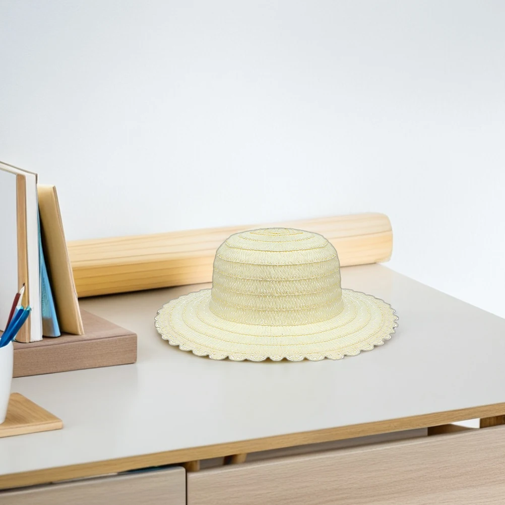 

4 Pcs Children's Blank Straw Hat Art Painting Hats Beach Painted Farmer Handmade Cap Beige