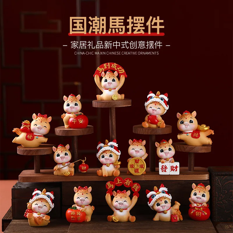 2026 الصين-شيك الحصان الحلي الإبداعية الجديدة المنزل سطح المكتب سيارة الديكور زودياك الحصان السنة الجديدة هدية لطيف الحصان هدية السنة