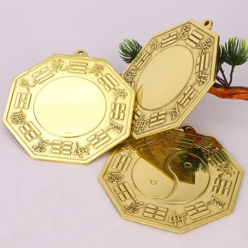 Traditional Chinese Feng Shui Tai Chi Bagua Copper Mirror Lucky Blessing Home Decor Crafts Convex Mirror Ornaments