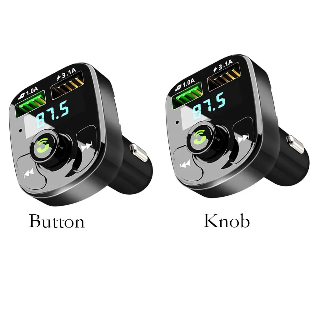 Car Bluetooth FM Transmitter Hands-Free Calling 2 USB Ports 5.0 Audio Adapter