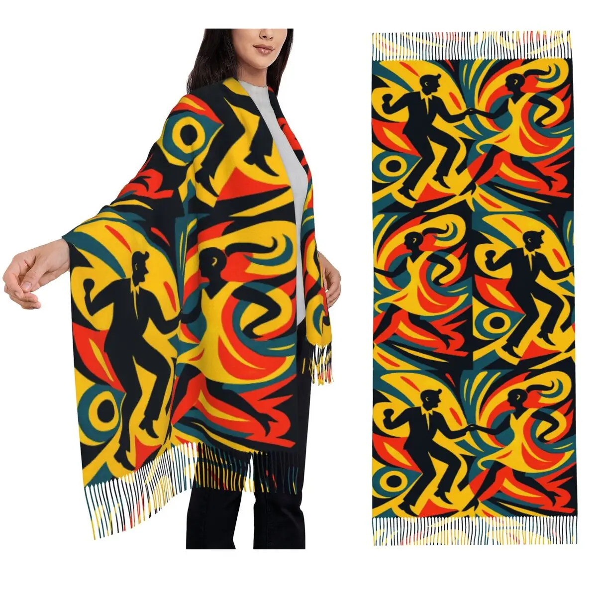 

Шарф Jive Dancers, шарфы с кисточками для женщин, мягкие теплые шали и накидки, большая осенне-зимняя шаль