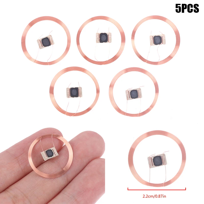 5PCS 21.6mm 13.56MHZ UID IC Card ID Rewritable Changeable Chip Keyfob RFID Self-adhesive coil