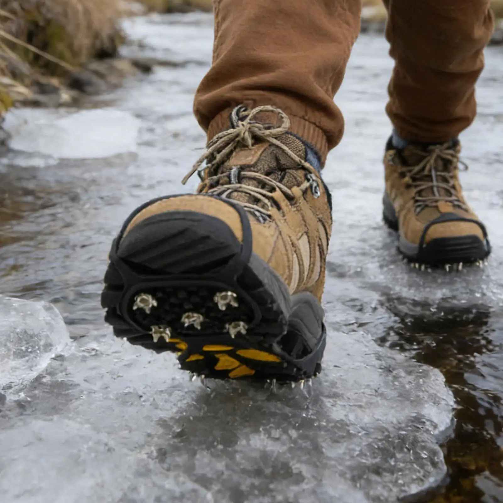 1 pair anti slip shoe covers outdoor anti slip artifact winter mountaineering shoe studs snow ground five tooth ice claws